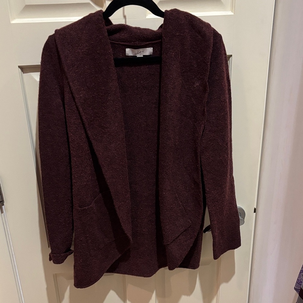LOFT Women's Deep Burgundy Cardigan